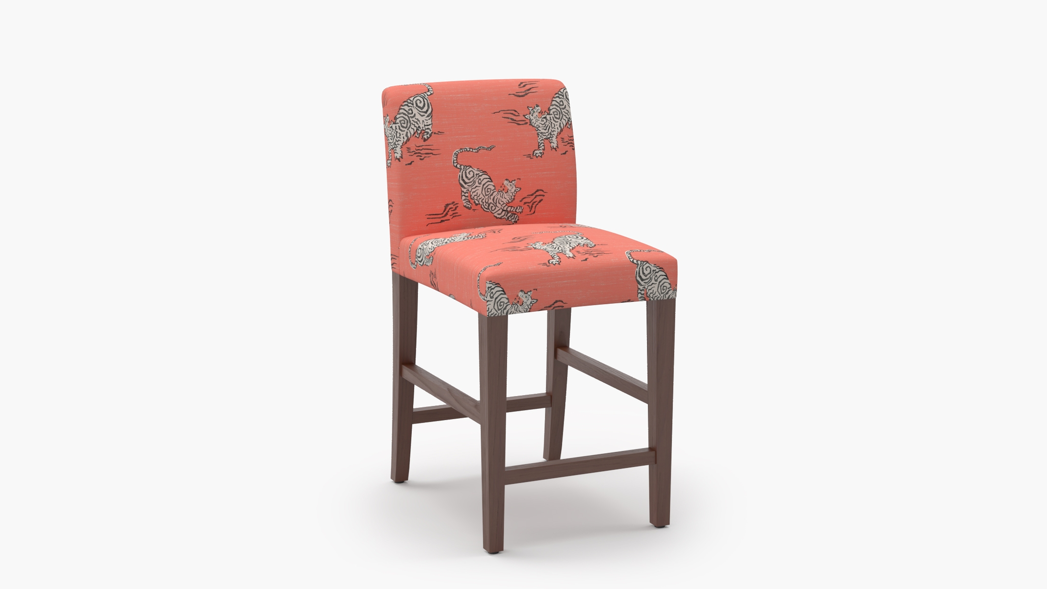 Signature Dining Counter Stool, Coral Tigresse, Walnut Square Tapered Leg - Image 1
