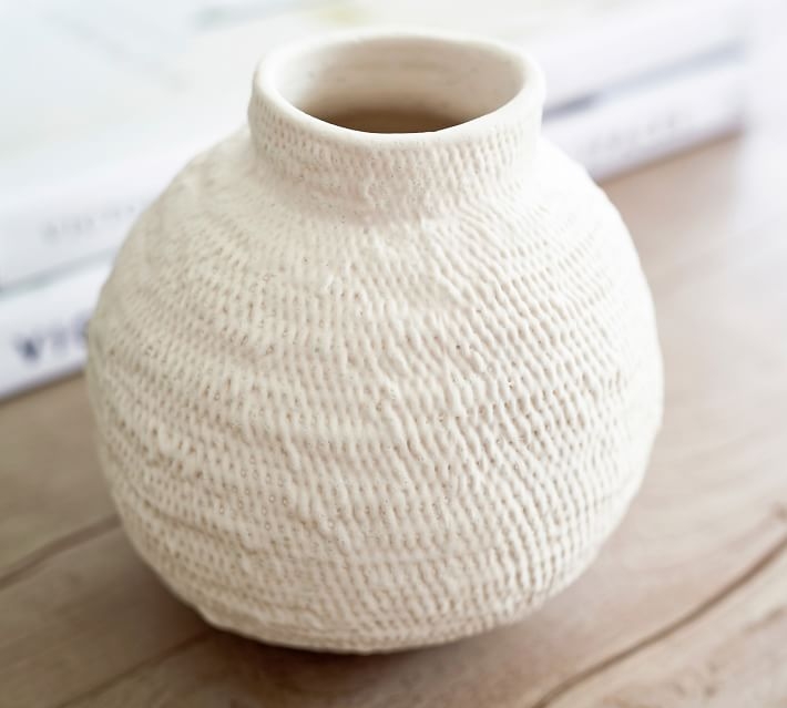 Frasier Handcrafted Ceramic Vase, Bud Vase, White - Image 2