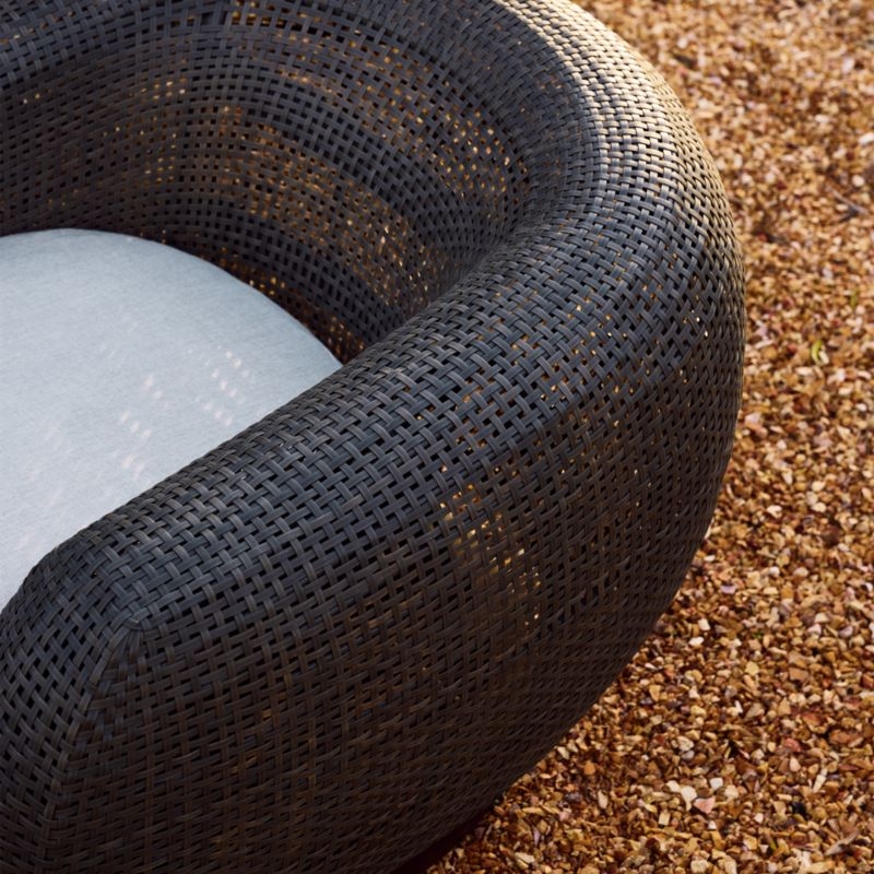 Laszlo All-Weather Rattan Outdoor Swivel Lounge Chair with Light Grey Sunbrella® Cushion Set of 2 - Image 1