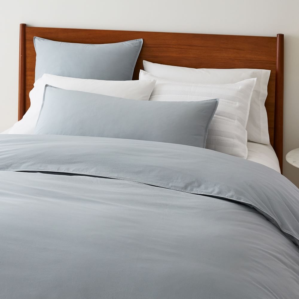 Organic Washed Cotton Percale King/Cal. King Duvet, Arctic Blue - Image 0