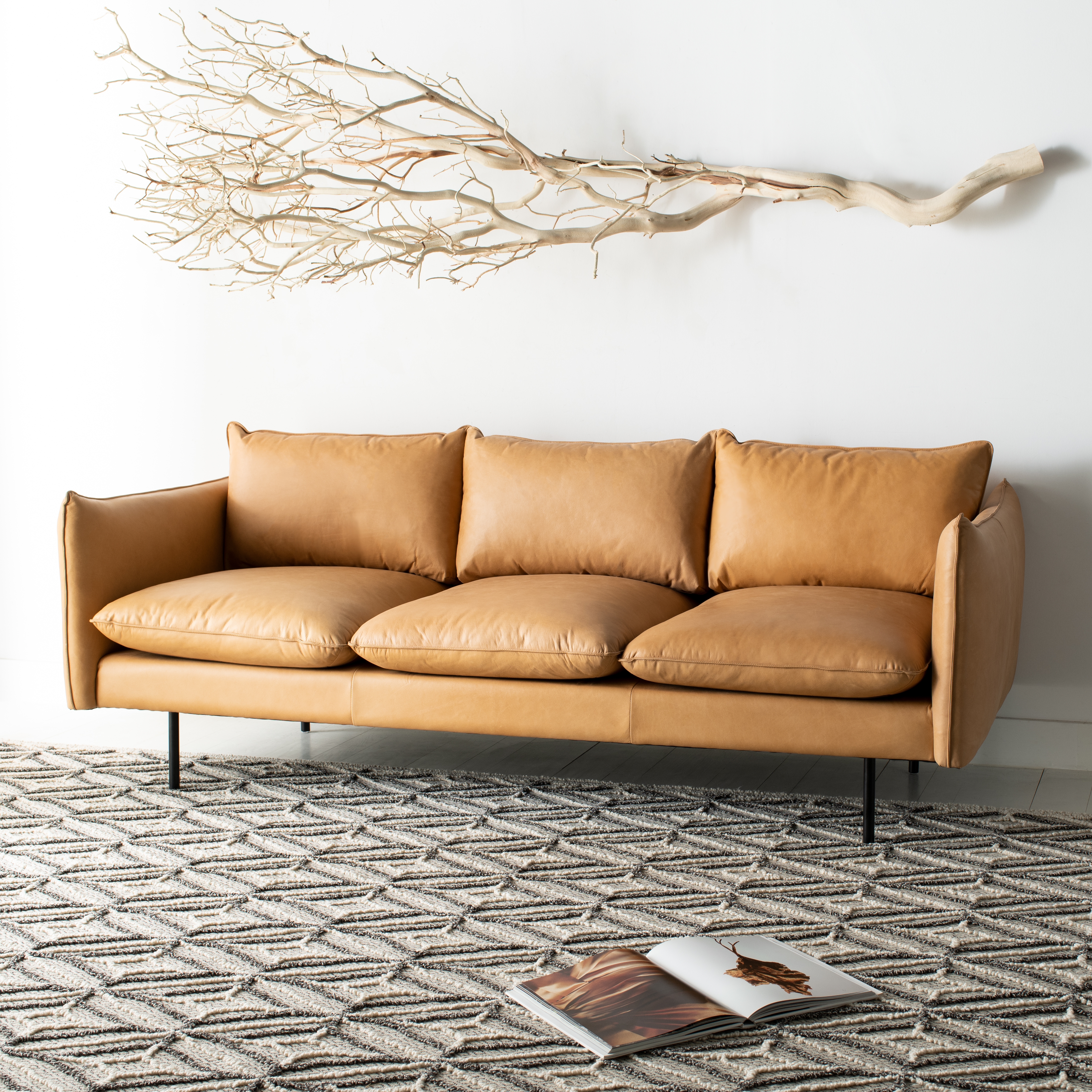 Gerlaich Italian Leather Sofa, Tan - Image 3