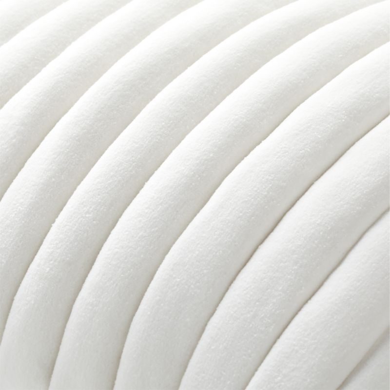18" Channeled White Velvet Pillow With Down-Alternative Insert - Image 6
