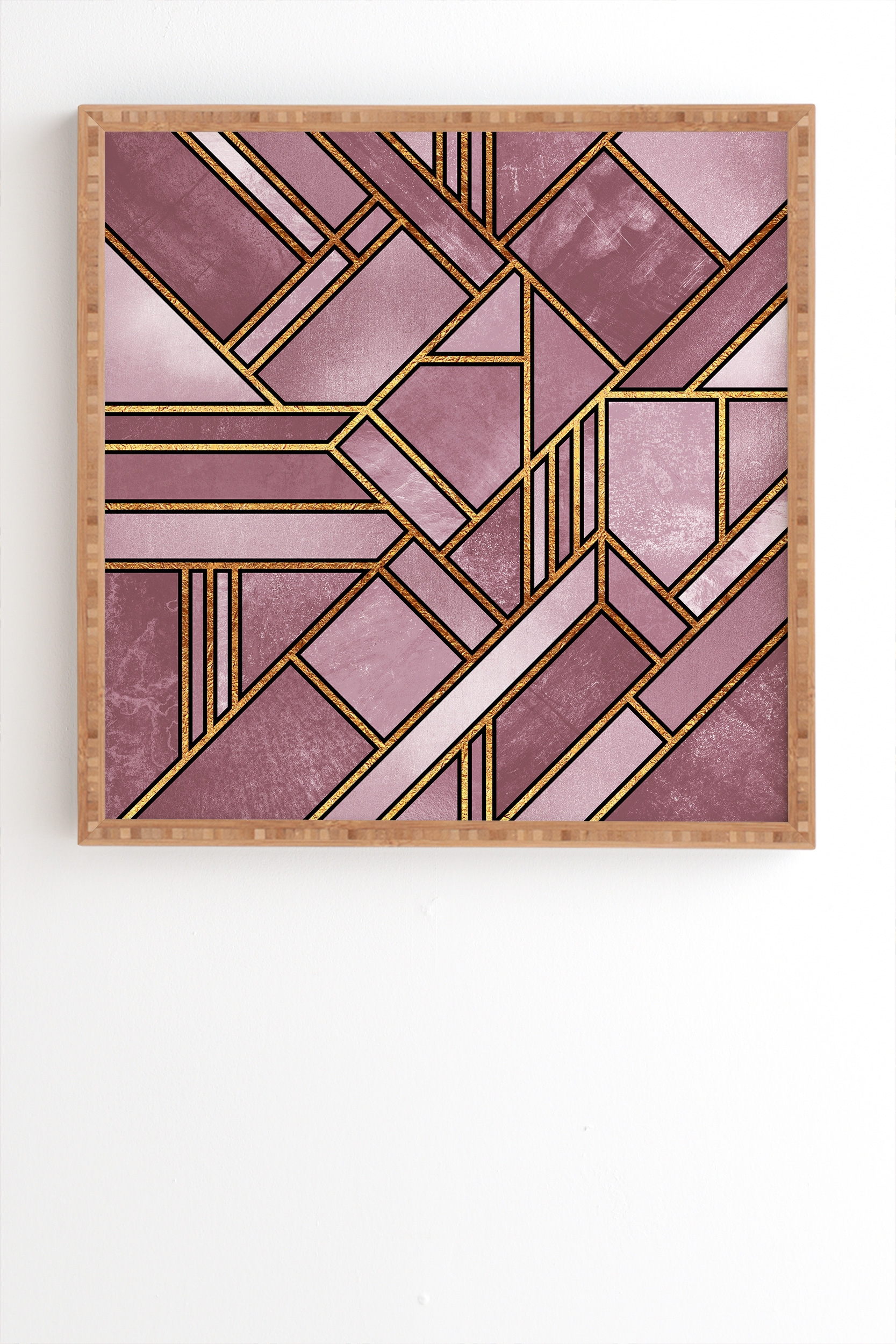 Geo Gold 1 by Elisabeth Fredriksson - Framed Wall Art Bamboo 11" x 13" - Image 1