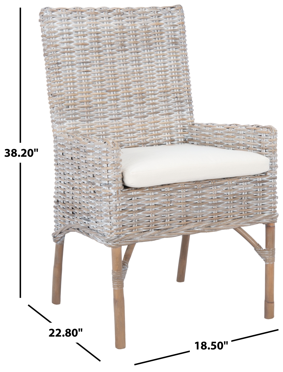 Nancy Rattan Accent Chair W/ Cushion - White / Grey White Wash - Safavieh - Image 9