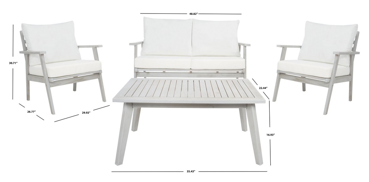 Castalia 4 Pc Outdoor Living Se - Grey/Beige - Safavieh - Image 8