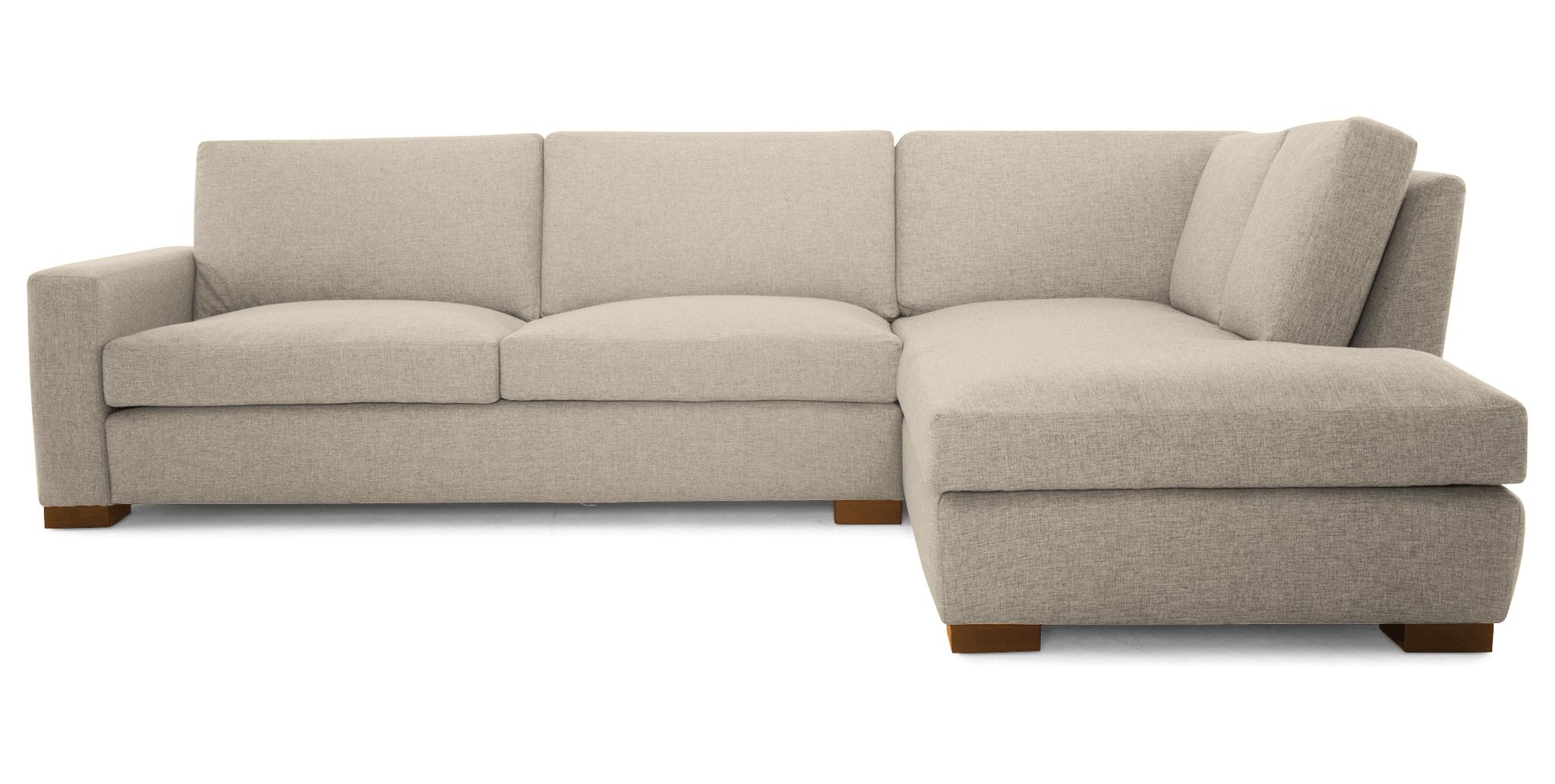 Beige/White Anton Mid Century Modern Sectional with Bumper - Cody Sandstone - Mocha - Right  - Image 0
