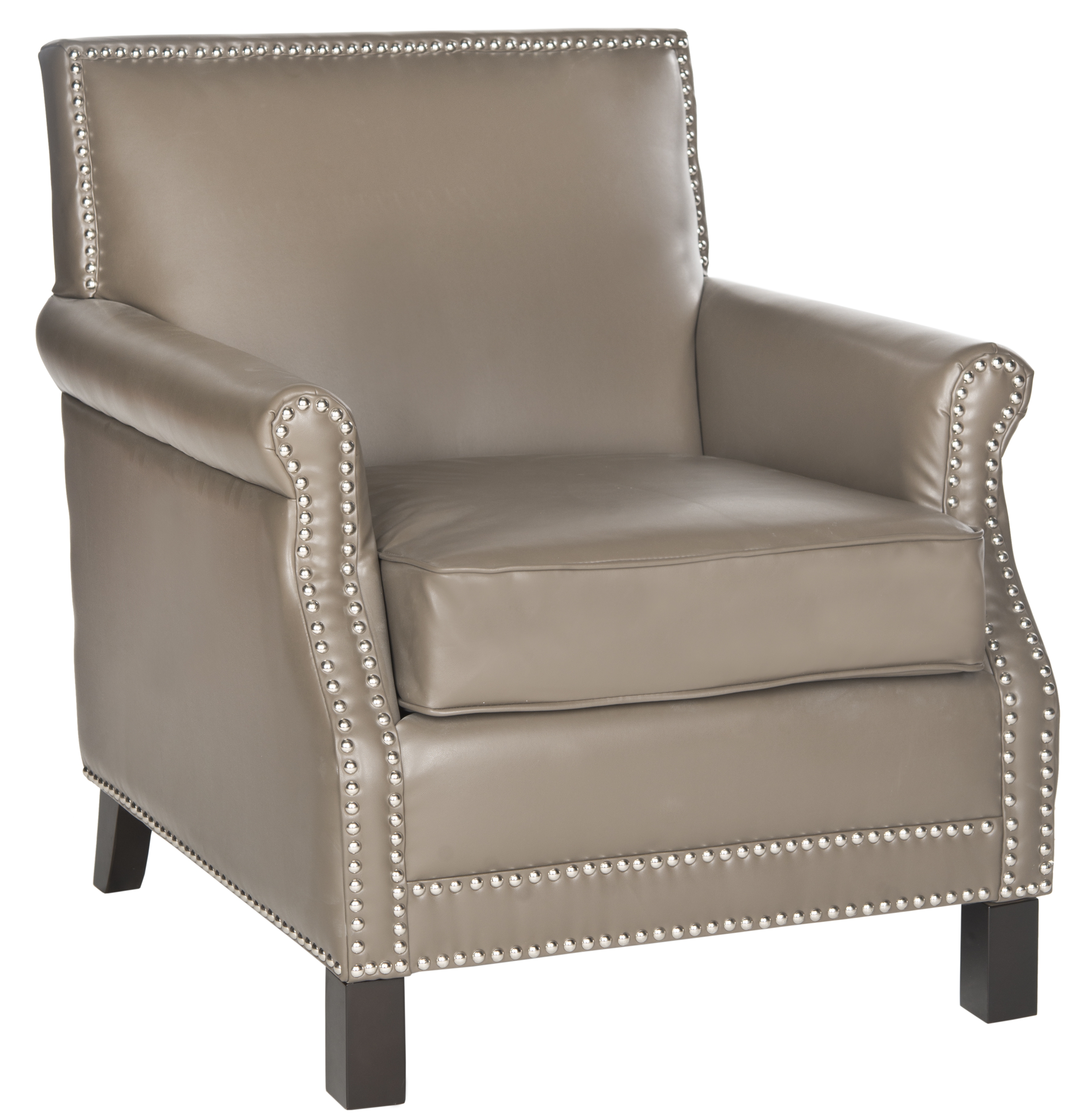 Easton Club Chair - Silver Nail Heads - Clay/Espresso - Safavieh - Image 1