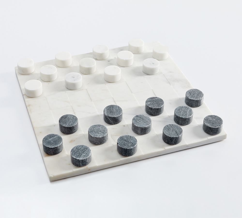 Handcrafted Marble Checkers Board Game - Image 0