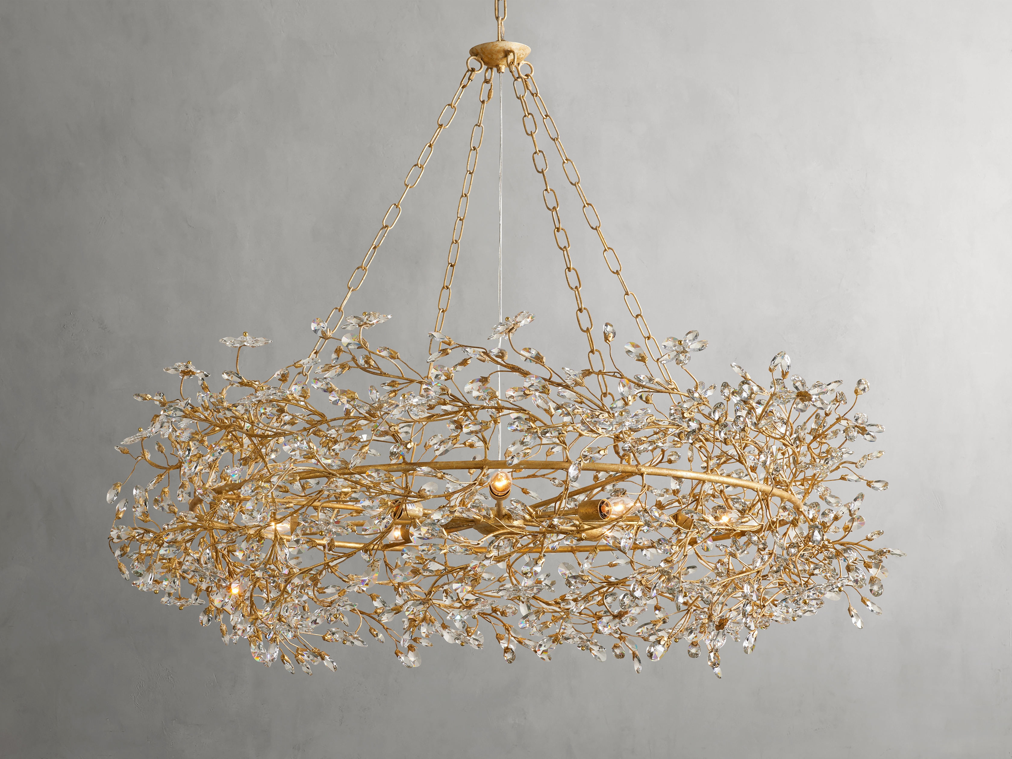 Fiore Crown Chandelier in Crystal 48" Brass  Gold  - Image 0