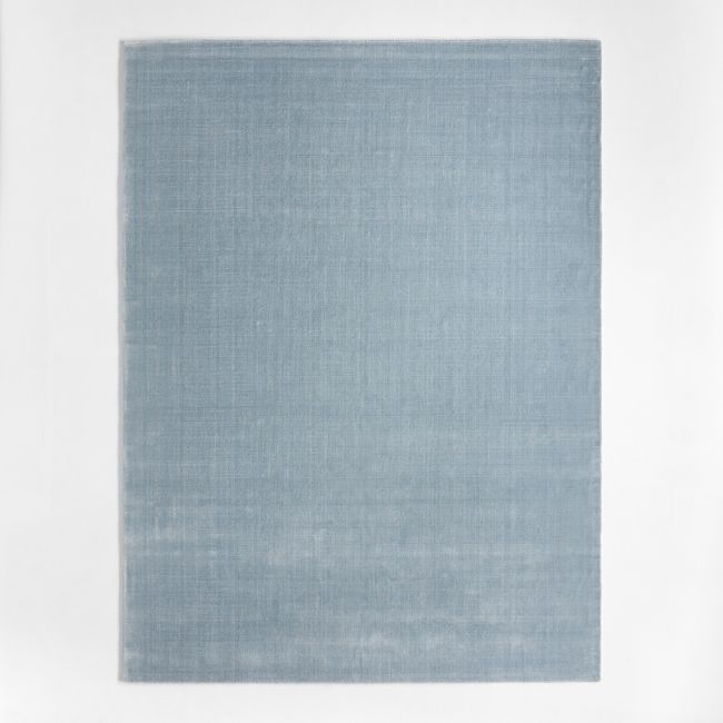 Solid Double Stripe Light Blue Kids Performance Area Rug 5'x8' - Image 0