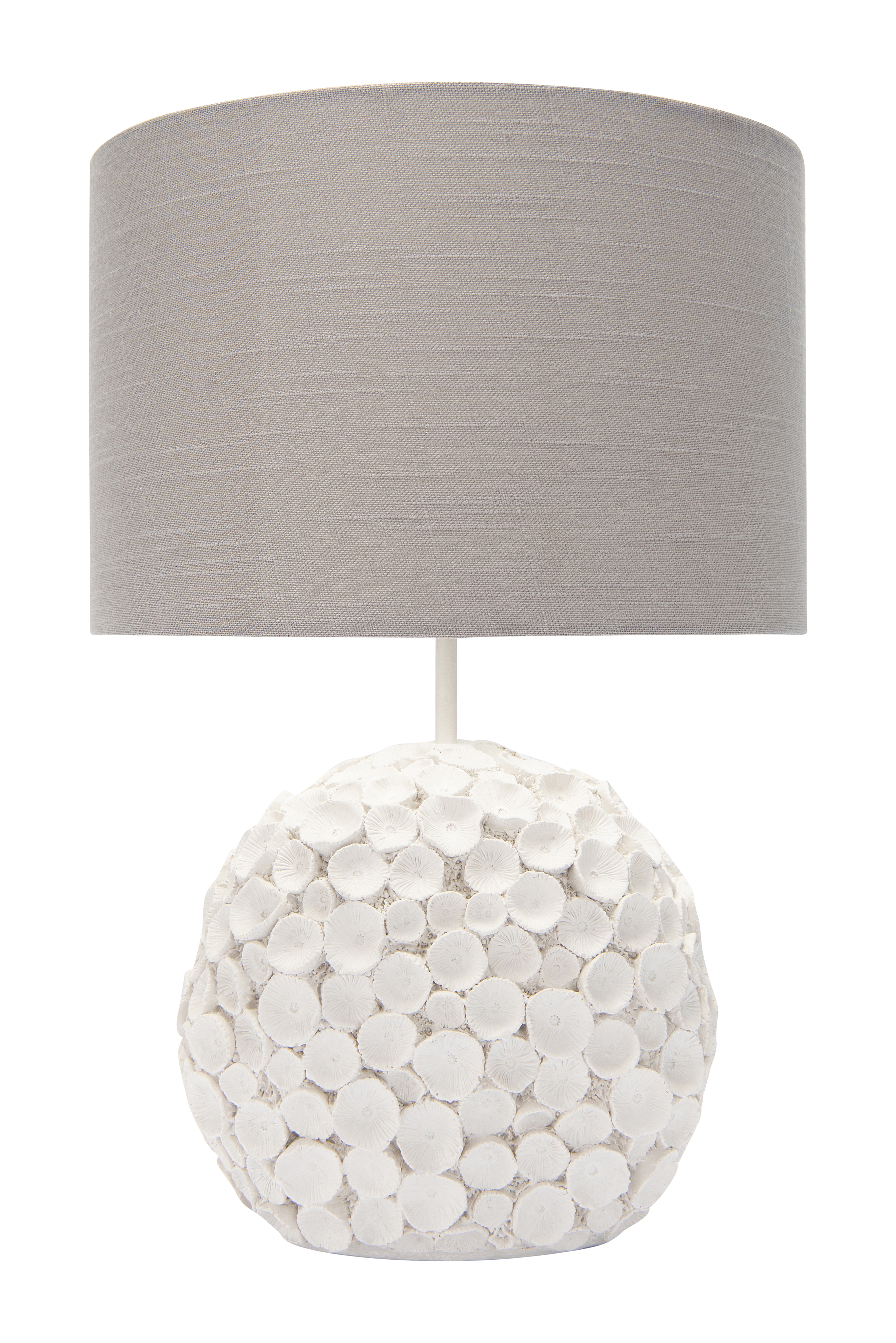 Resin Table Lamp with Linen Shade & Distressed Finish - Image 0