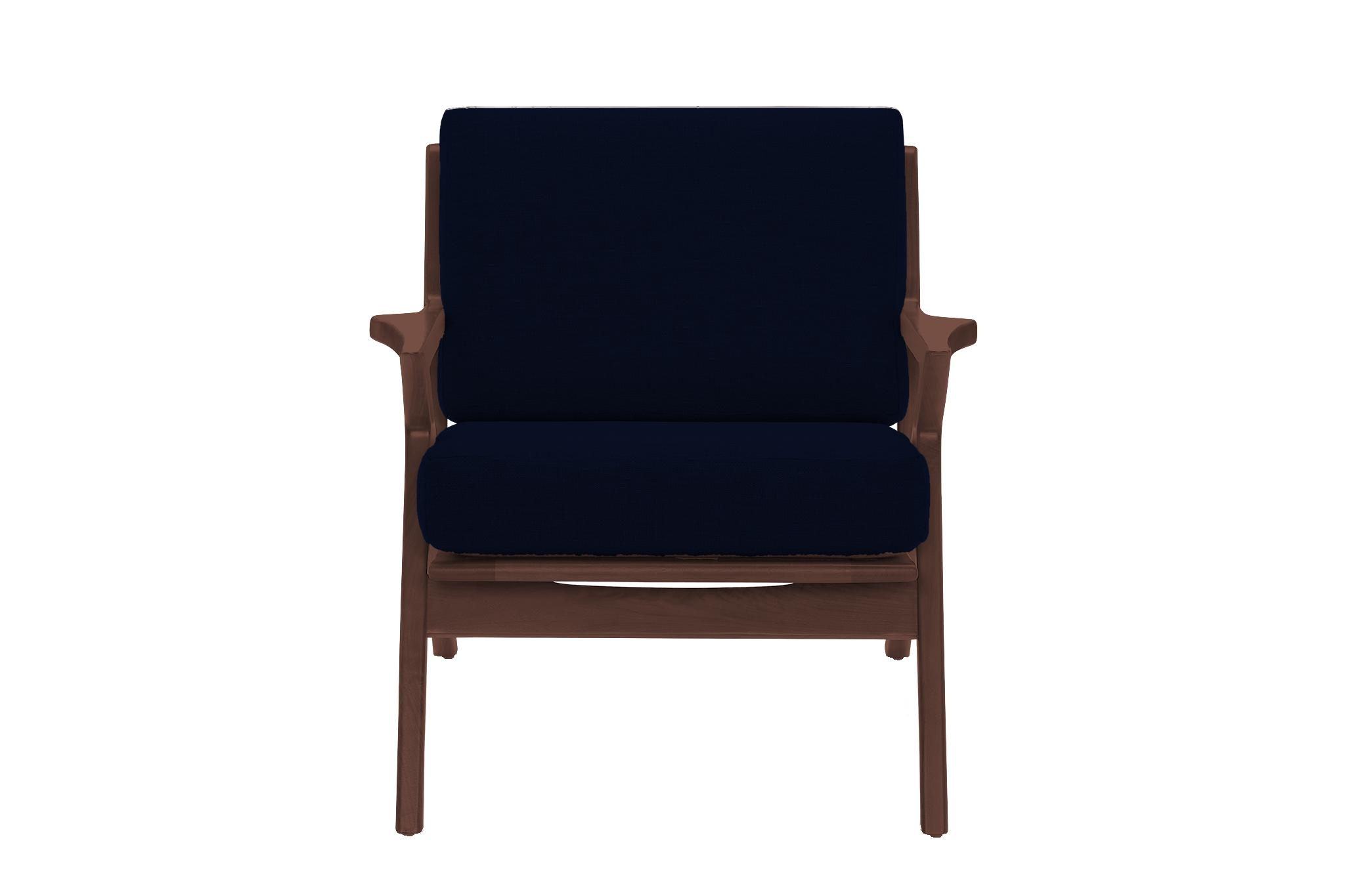 Blue Soto Mid Century Modern Apartment Chair - Royale Cobalt - Walnut - Image 0