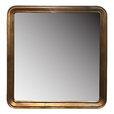 43 Inch Rectangular Metal Mirror With Tray Frame, Brass - Image 0