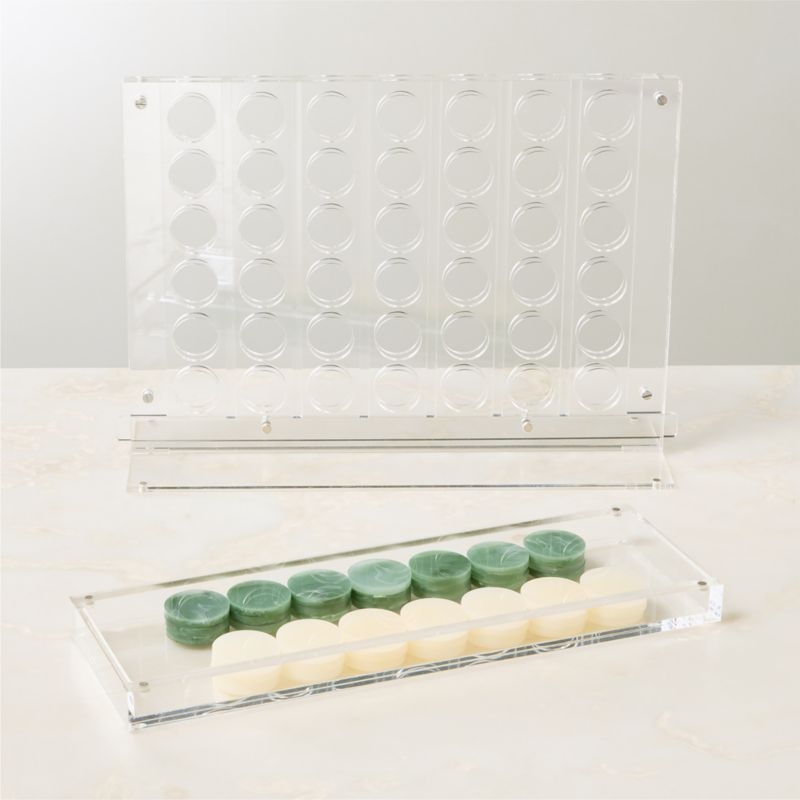 Warm White and Green Acrylic Four in a Row Game - Image 1