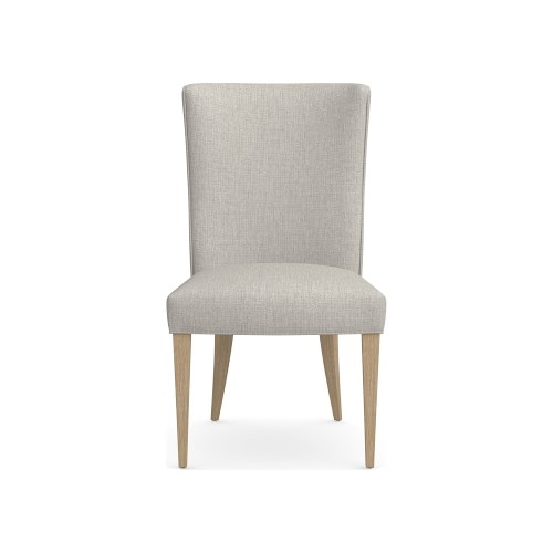 Trevor Side Chair, Standard Cushion, Perennials Performance Melange Weave, Oyster, Natural Leg - Image 0