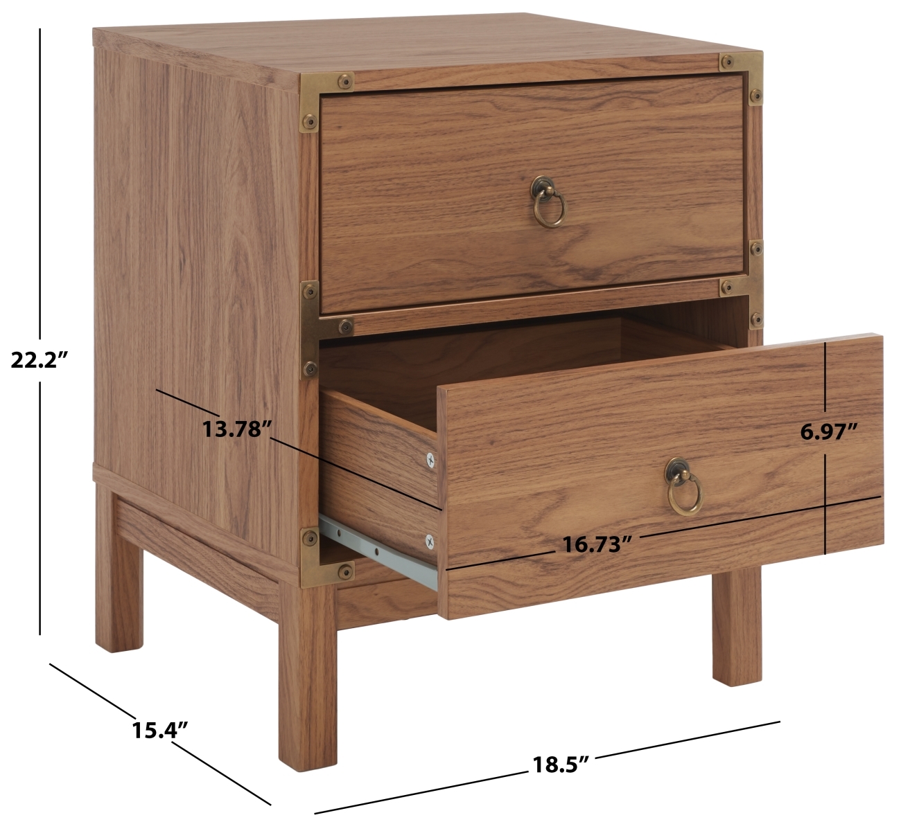 Galio 2 Drawer Nightstand - Oak / Gold - Safavieh - Image 9