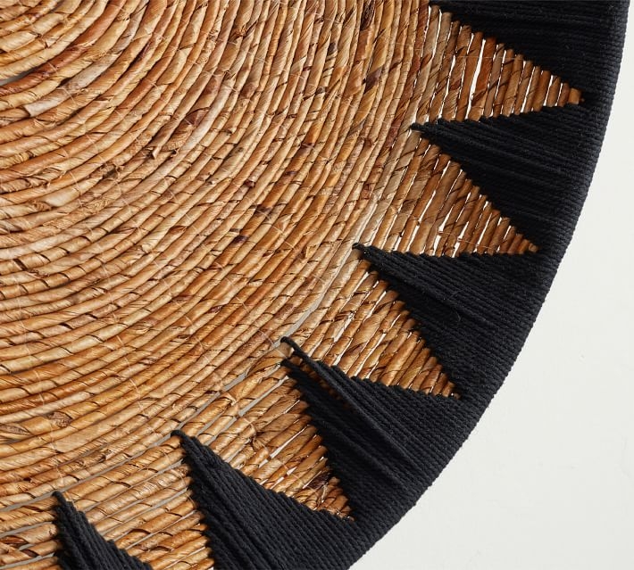 Sunny Handwoven Basket Wall Art, Black, 37"W - Image 1