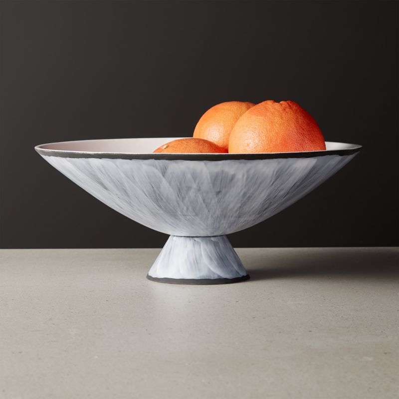 Overlap White Glazed Footed Serving Bowl - Image 1