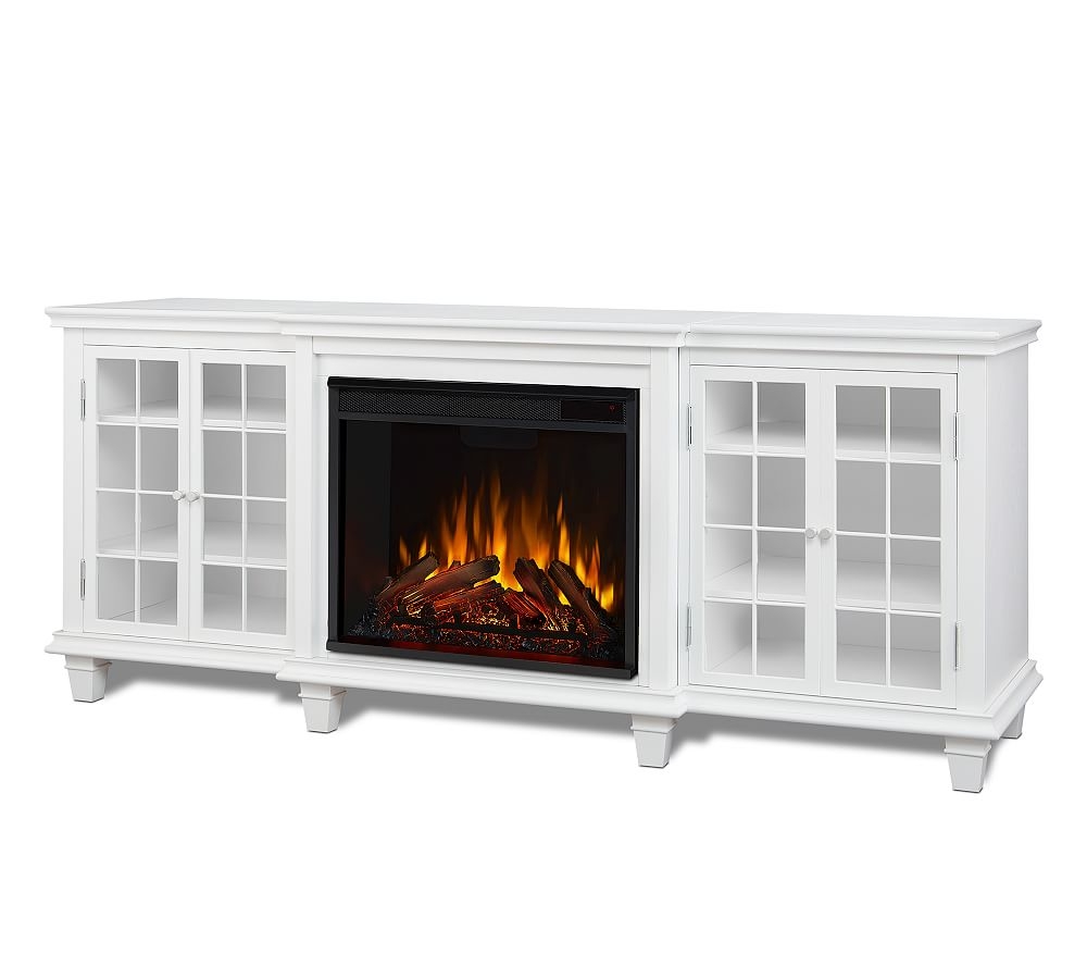 Lowe Electric Fireplace Media Cabinet, White - Image 1