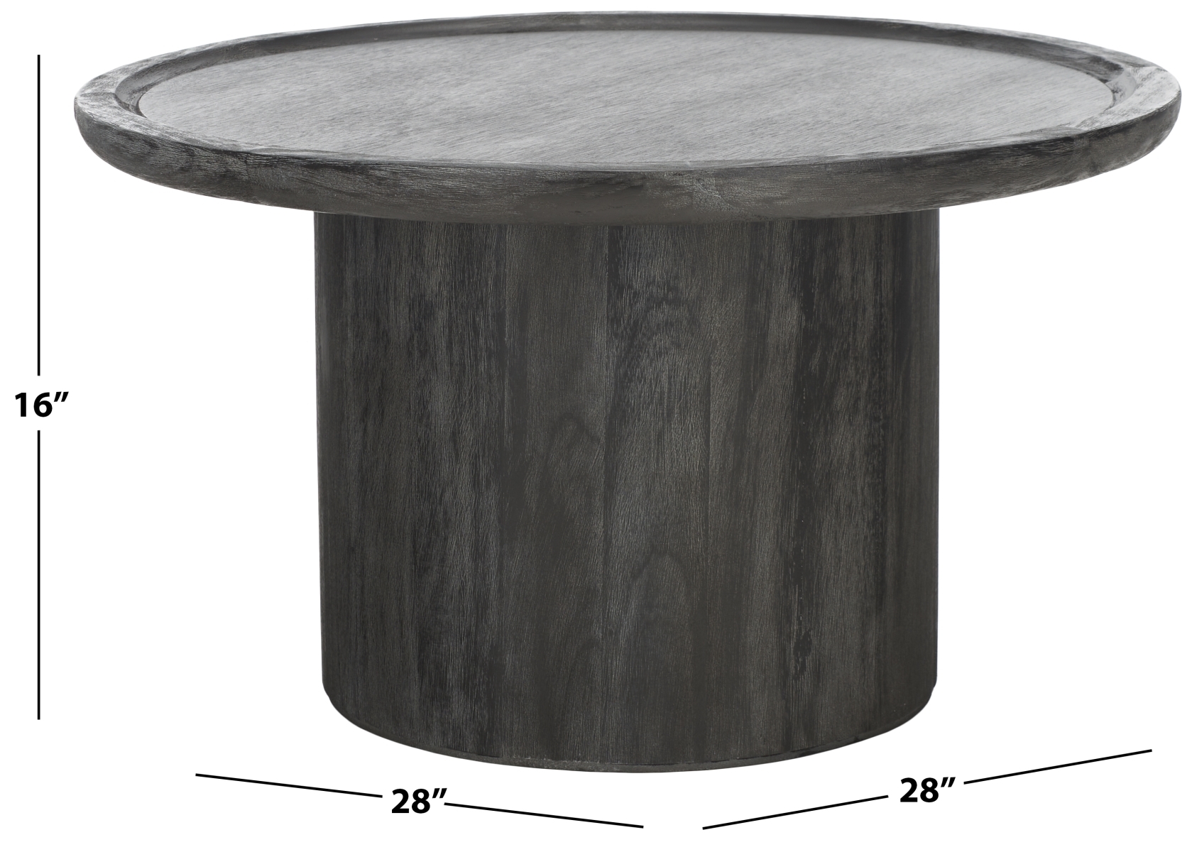 Devin Round Coffee Table - Black With White Wash Distress - Safavieh - Image 4