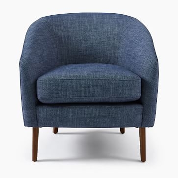 Jonah Chair, Performance Yarn Dyed Linen Weave, French Blue, Pecan, Set of 2 - Image 3