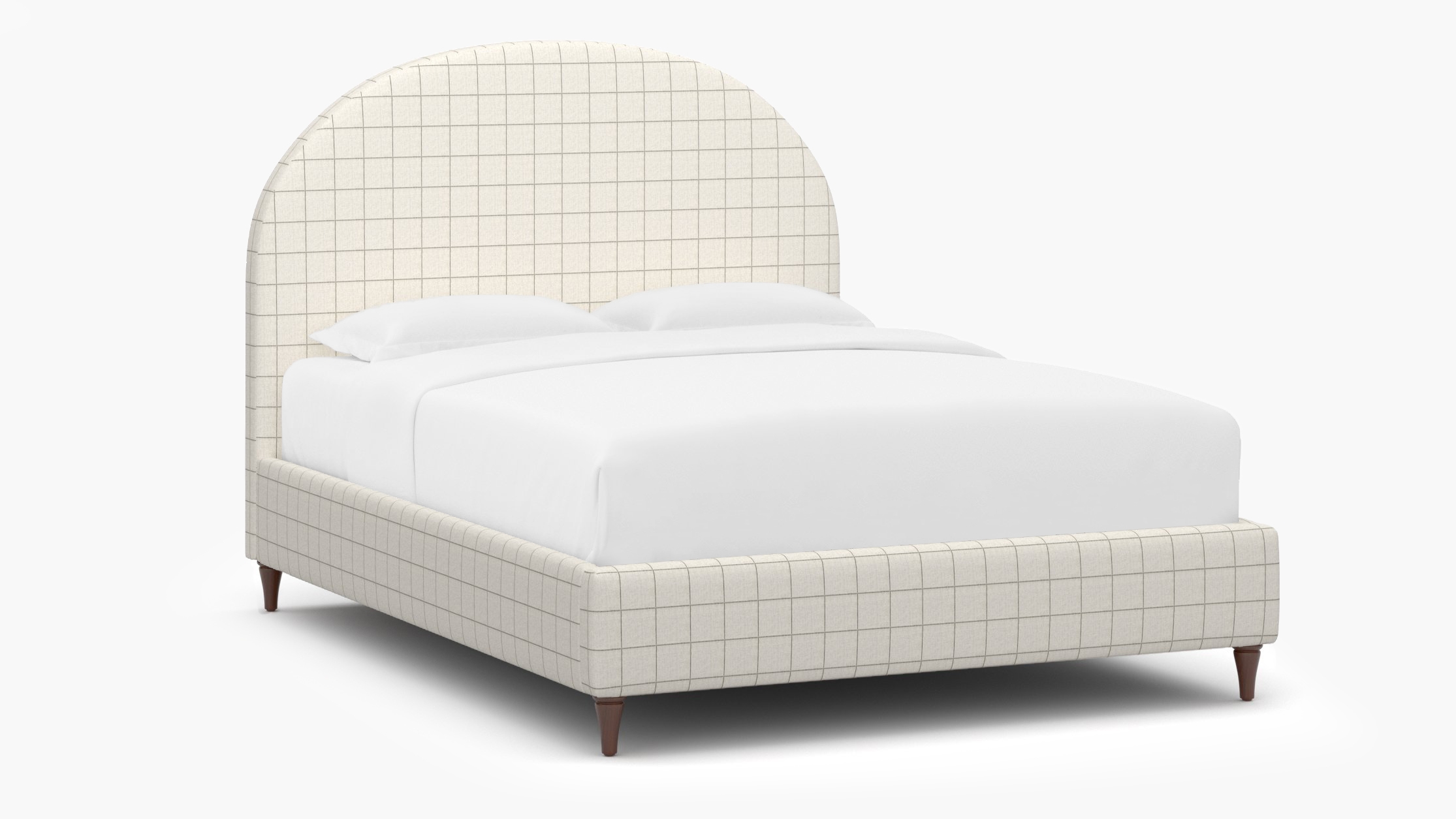 Demilune Bed, Coal Windowpane, Walnut Decorative Tapered Leg, King - Image 1