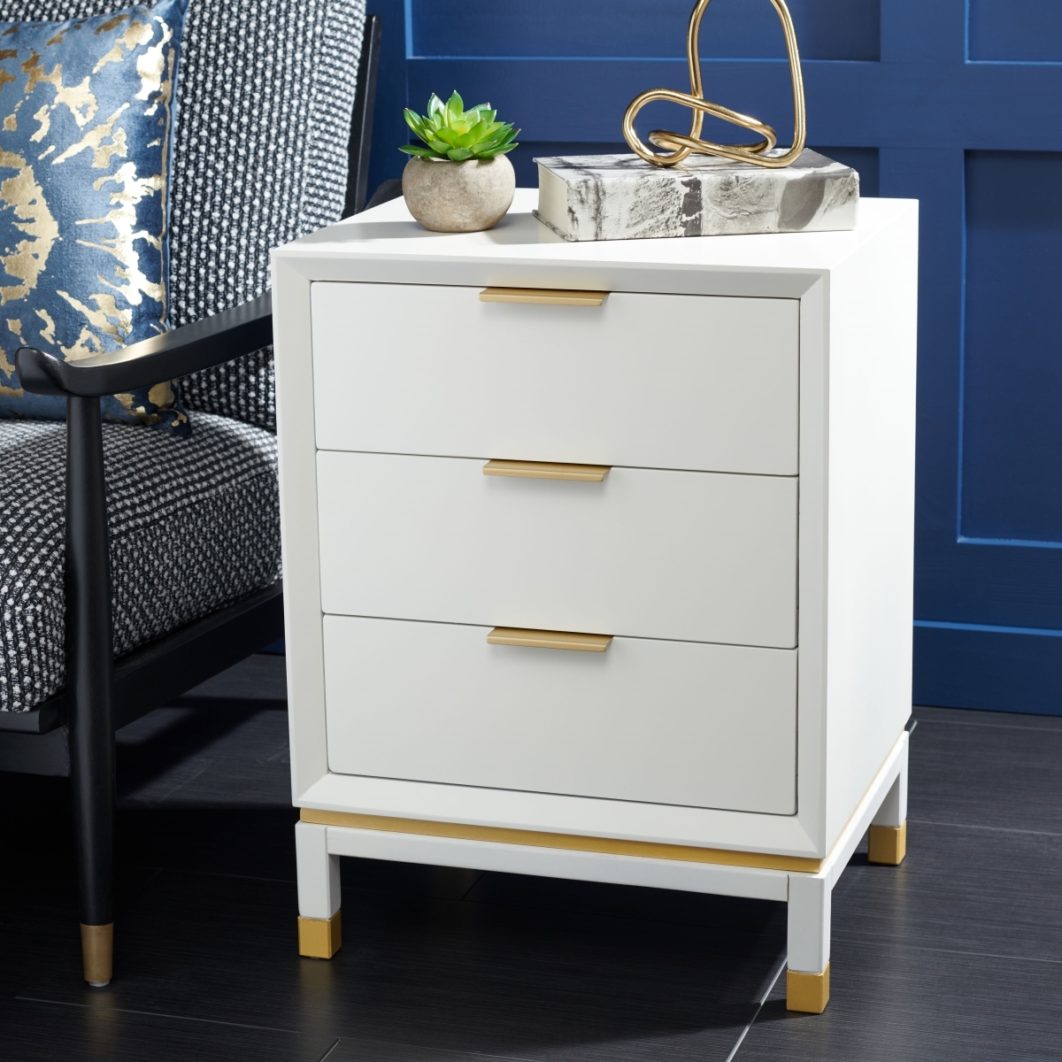 Baskin 3 Drawer Accent Table - White - Safavieh - Image 1