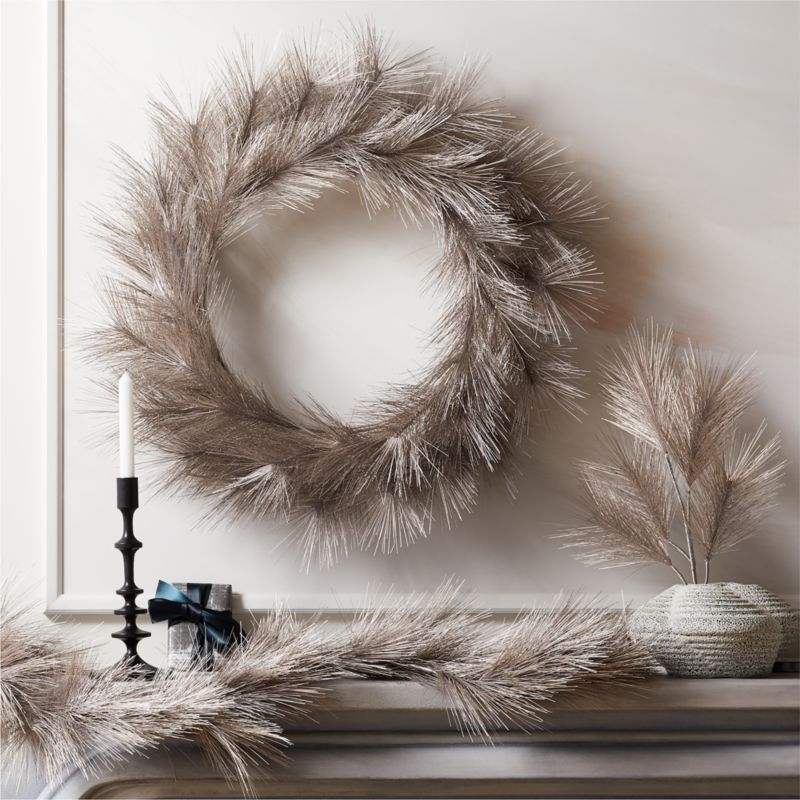 Faux Warm Silver Pine Holiday Wreath 31" - Image 2