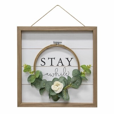 Stay Awhile - Picture Frame Textual Art Print on Wood - Image 0