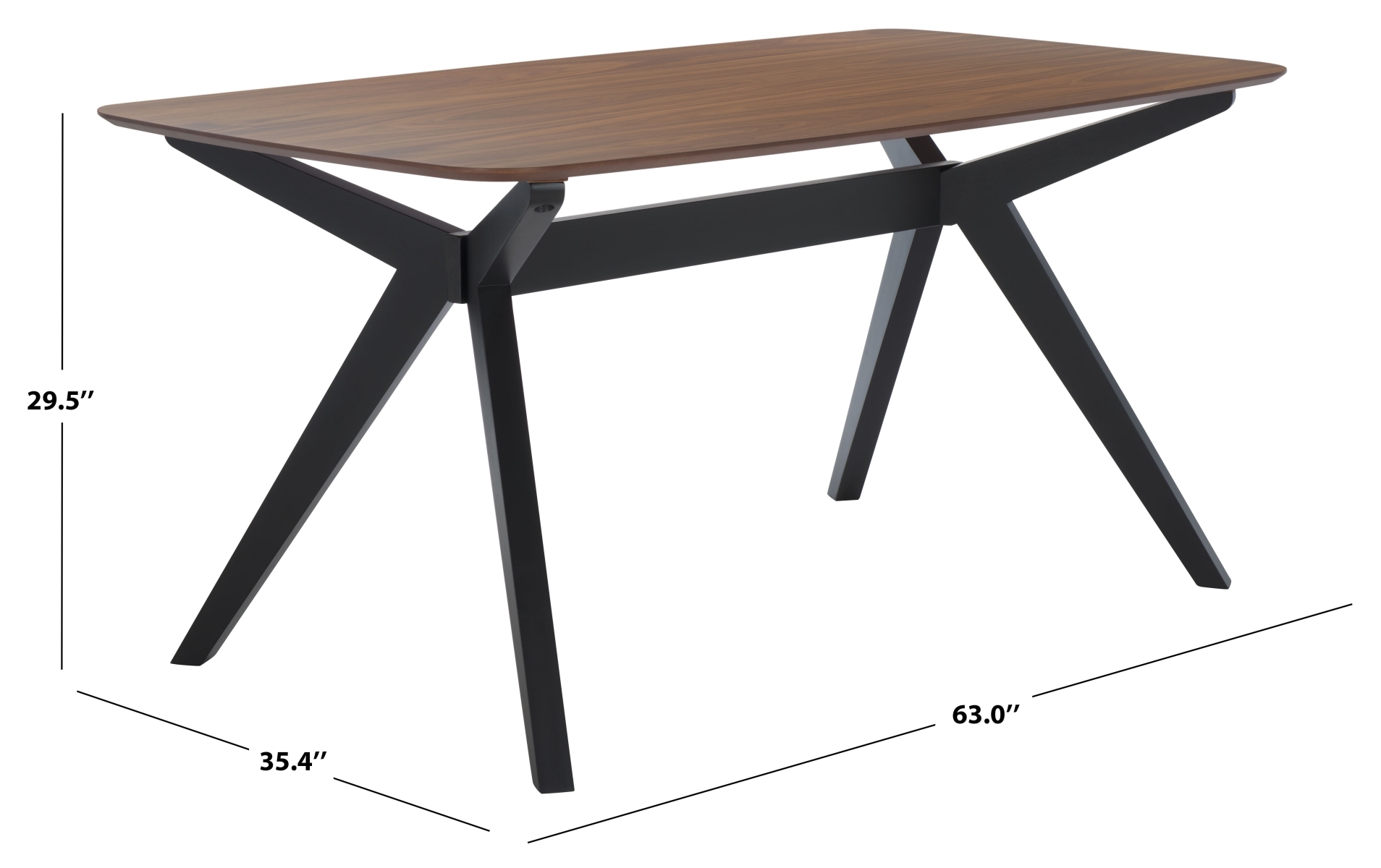 Divya Rectangle Wood Dining Table - Walnut / Black - Image 3