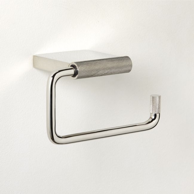 Nicolo Knurled Polished Nickel Wall-Mounted Toilet Paper Holder - Image 0