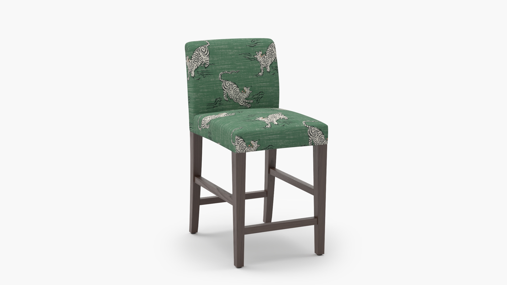 Signature Dining Counter Stool, Emerald Tigresse, Espresso Square Tapered Leg - Image 1