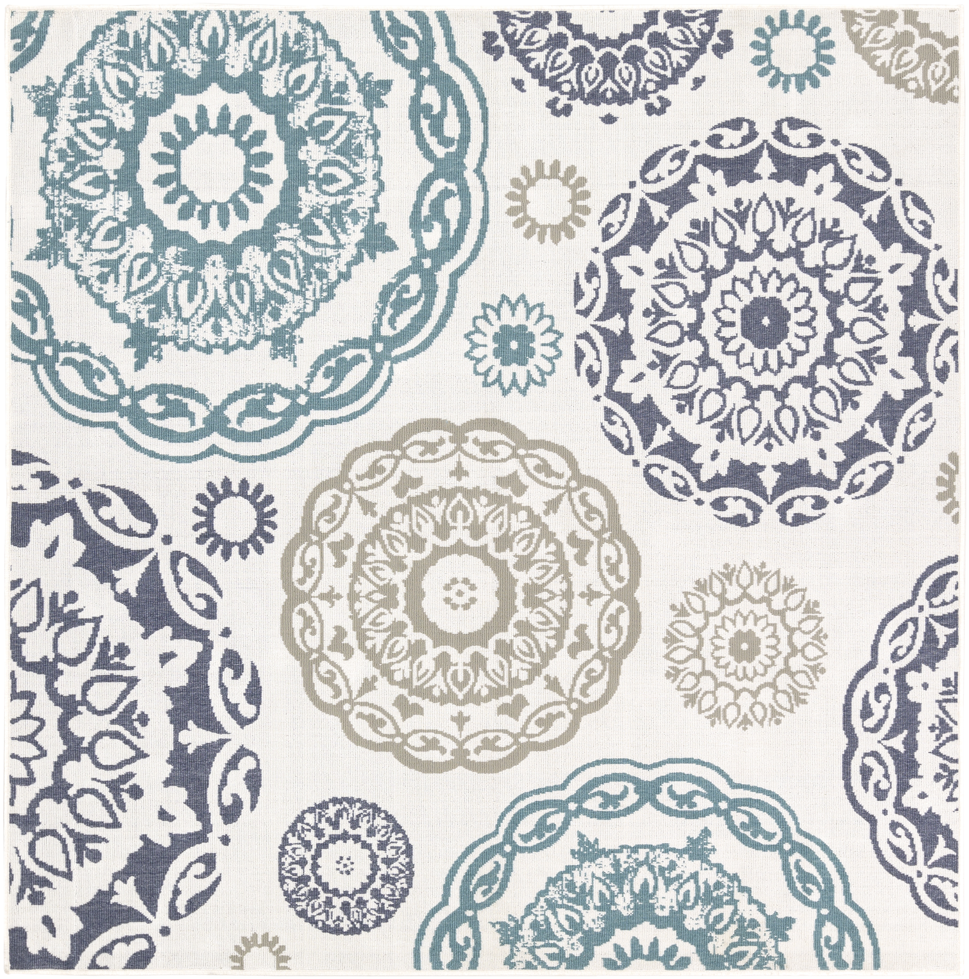 Alfresco Beige Outdoor 8'10" x 8'10" Machine Woven Rug - Image 0