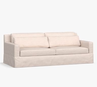 York Square Arm Slipcovered Deep Seat Loveseat, Down Blend Wrapped Cushions, Performance Twill Cadet Navy - Image 5