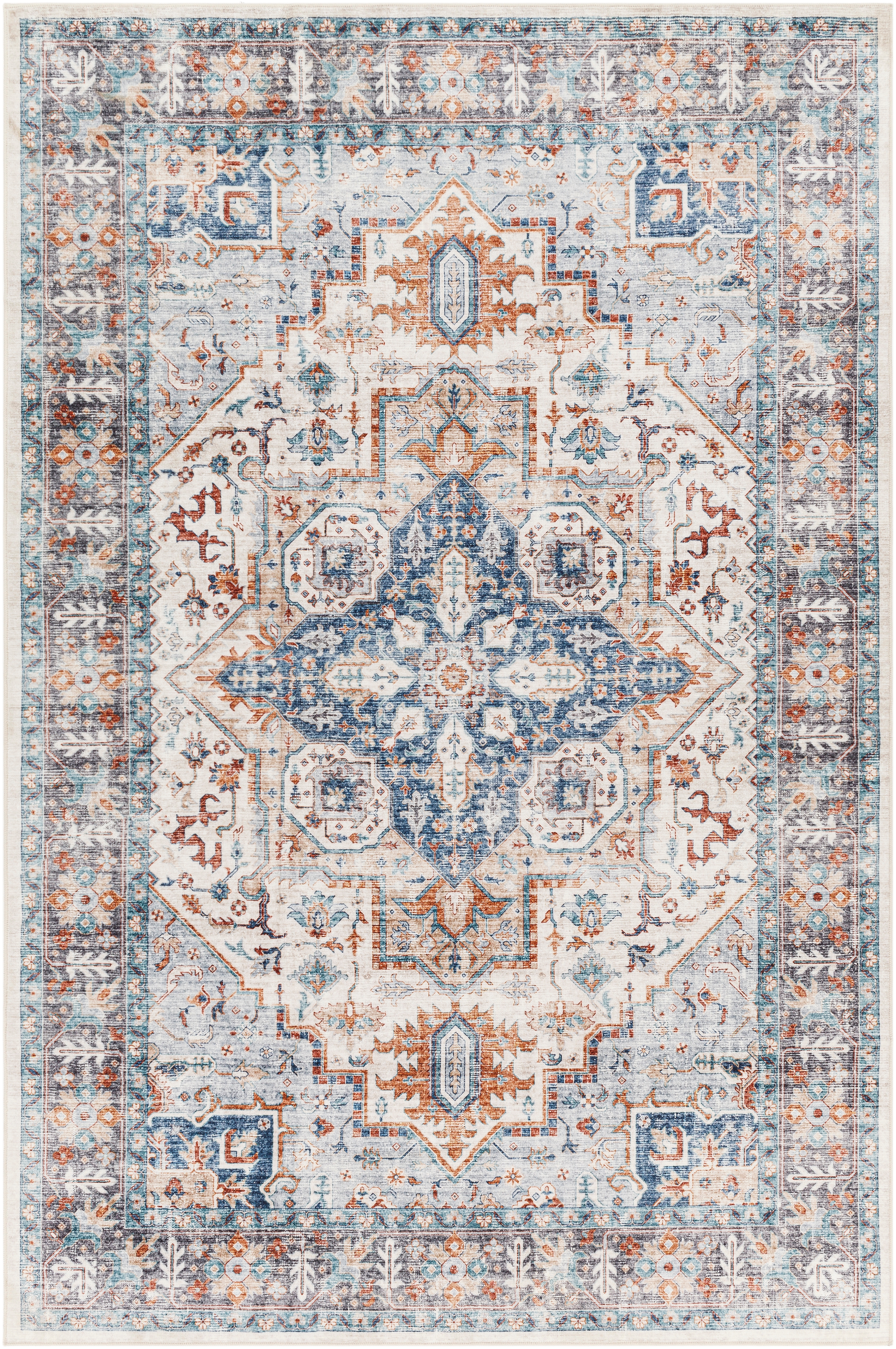Lavable Gray Indoor 2'6" x 8' Machine Woven Rug - Image 1