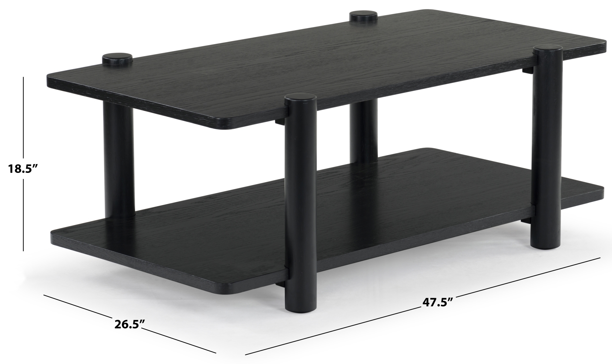 Edisyn 2 Shelf Wood Coffee Table - Black - Image 5