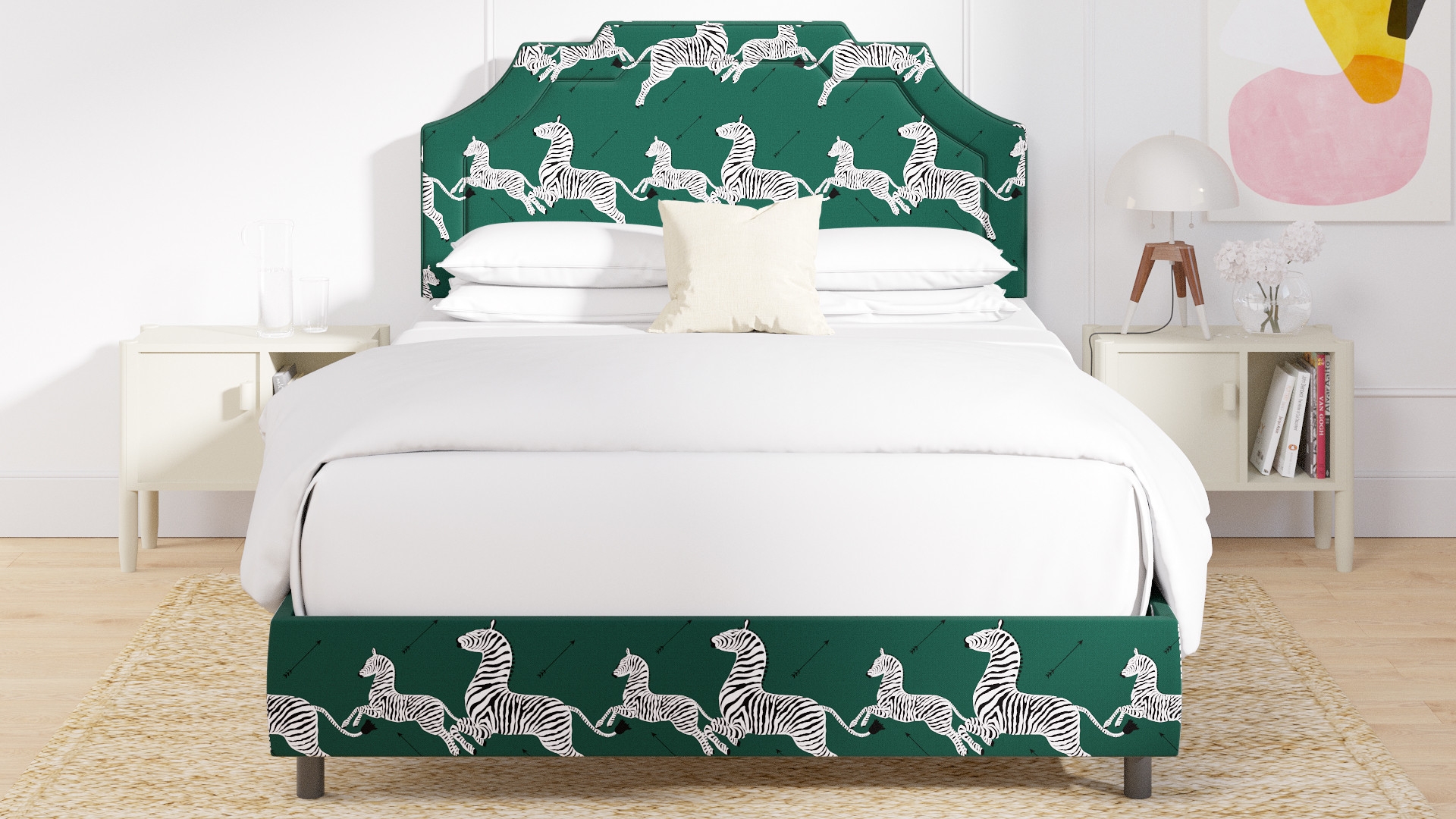 Art Deco Bed, Emerald Zebra, Queen - Image 3