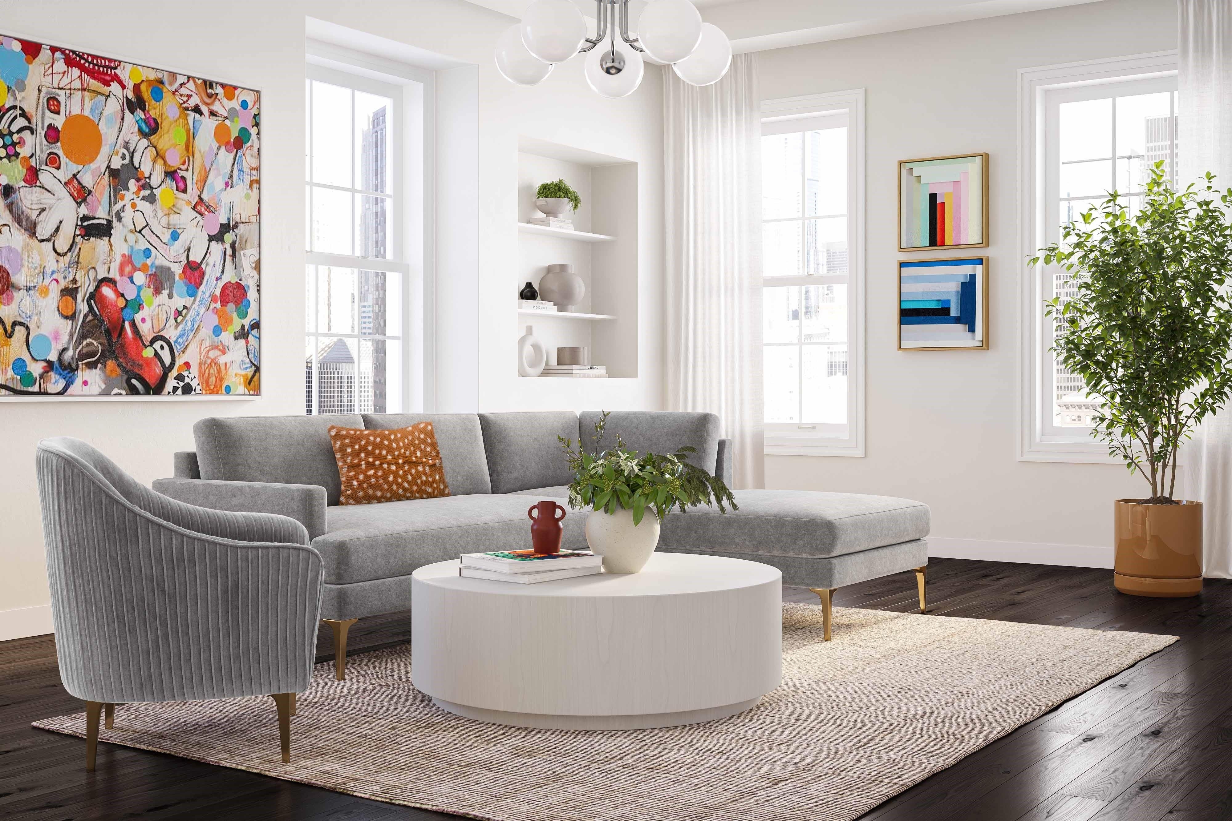 Kylee Gray Velvet RAF Chaise Sectional - Image 5