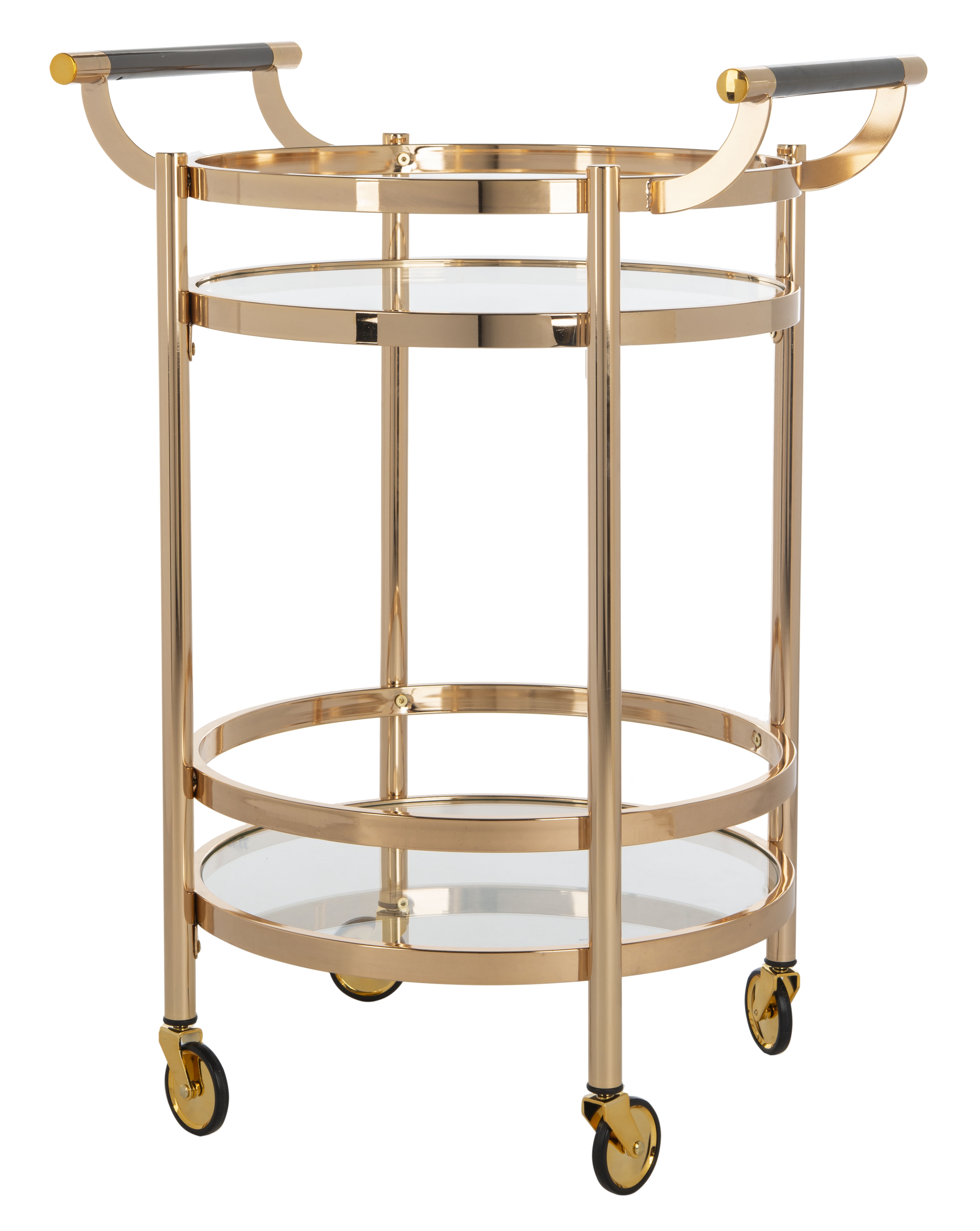 Sienna 2 Tier Round Bar Cart - Gold - Safavieh - Image 1