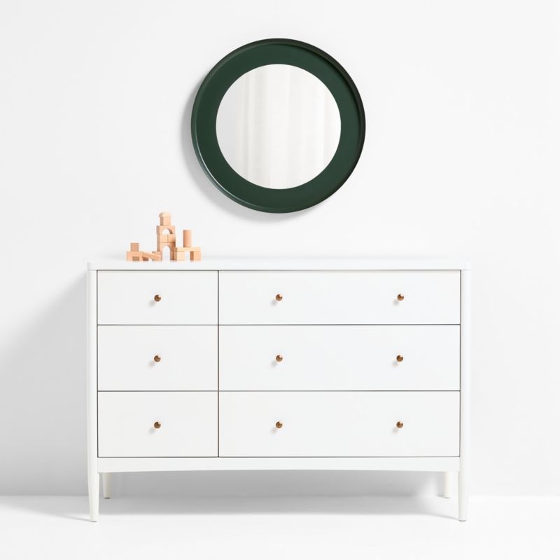 Nello Olive Green Metal 24" Round Wall Mirror - Image 2