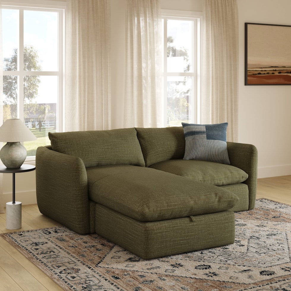 Leigh 86" Reversible Storage Sleeper Sectional - Napa Moss - Image 0