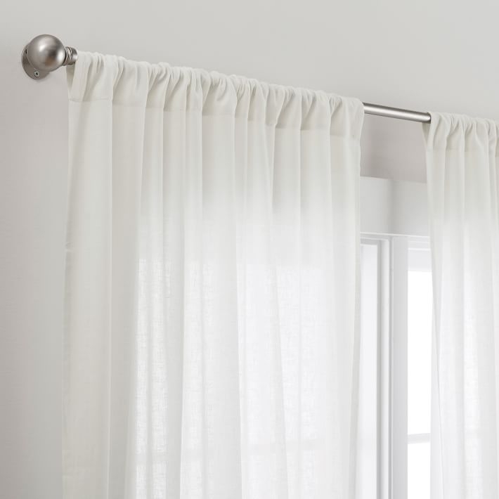 Cotton Linen Sheer Curtain, White, 44" x 84" - Image 2