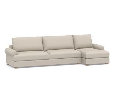 Canyon Roll Arm Upholstered Left Arm Sofa with Chaise Sectional, Down Blend Wrapped Cushions, Performance Chateau Basketweave Oatmeal - Image 0