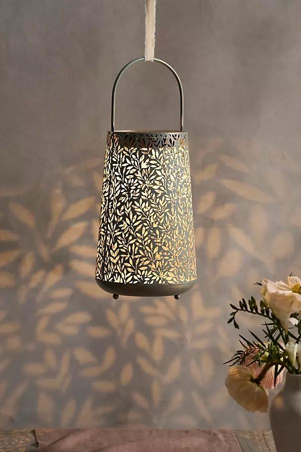 Perforated Foliage Solar Lantern, Green - Image 0