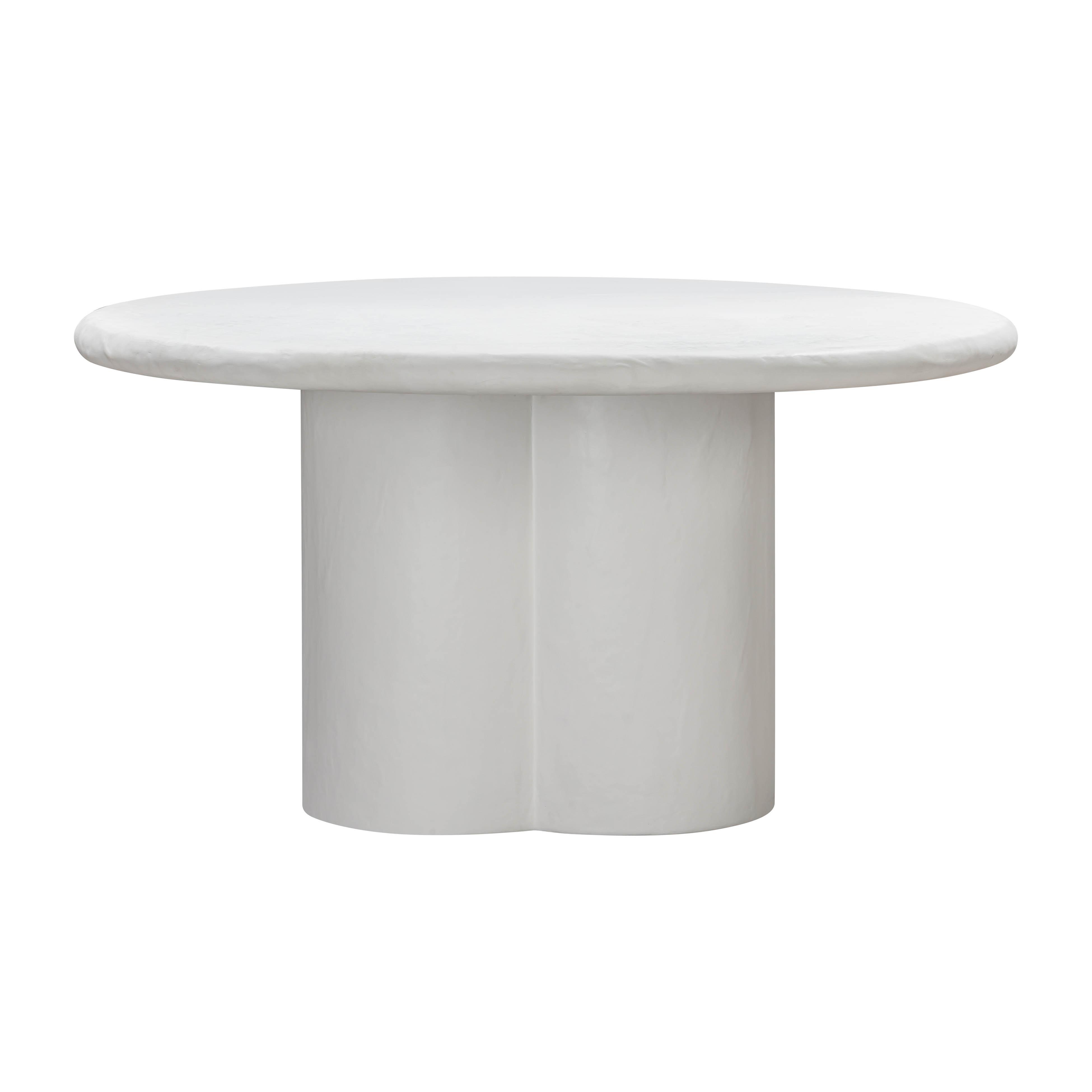 Elika White Faux Plaster Round Dining Table - Image 1