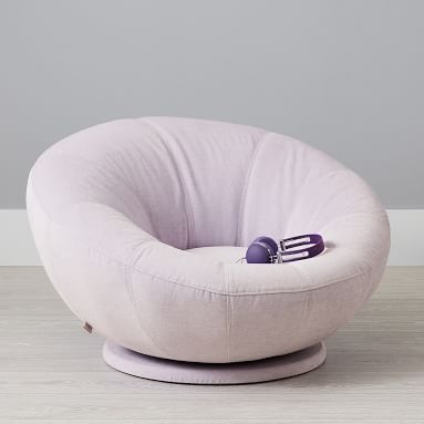 Recycled Chenille Washed Lilac Groovy Swivel Chair - Image 1