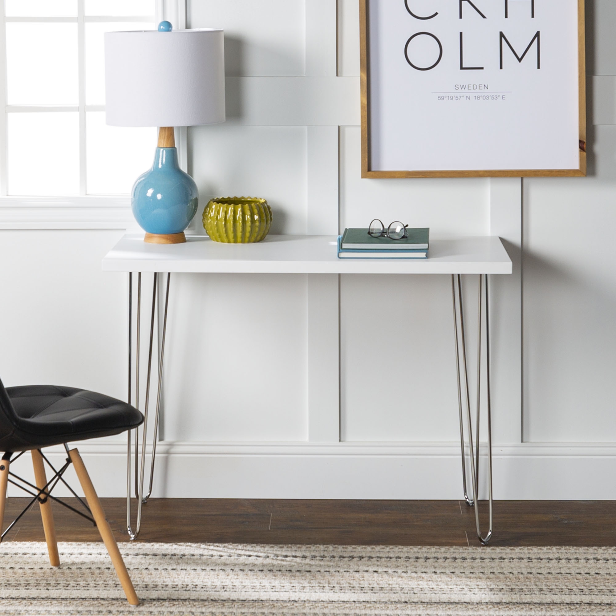 42" Mid Century Modern Wood Computer Desk - White - Image 5
