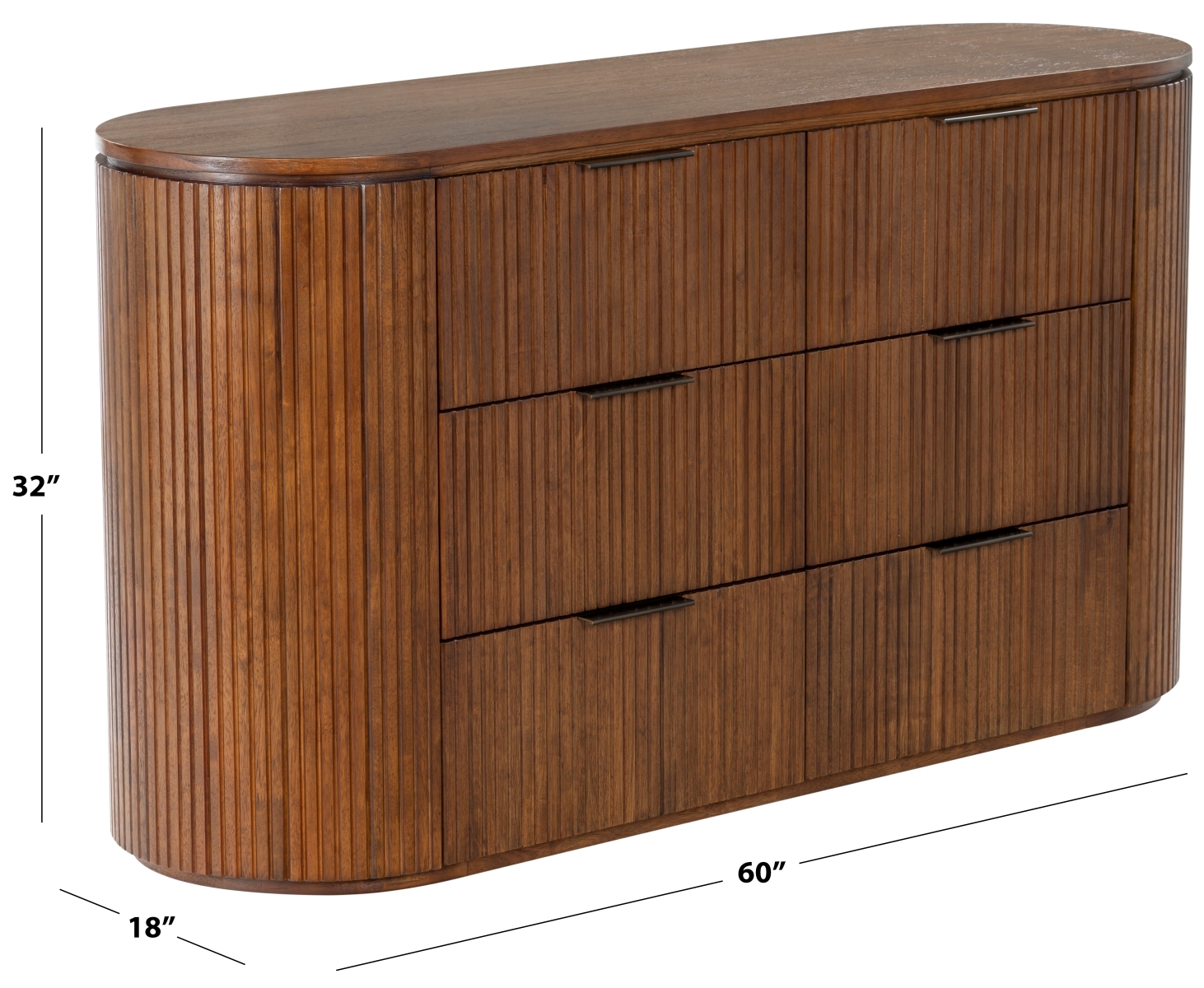 Rikki Fluted 6 Drawer Dresser - Medium Oak - Image 7