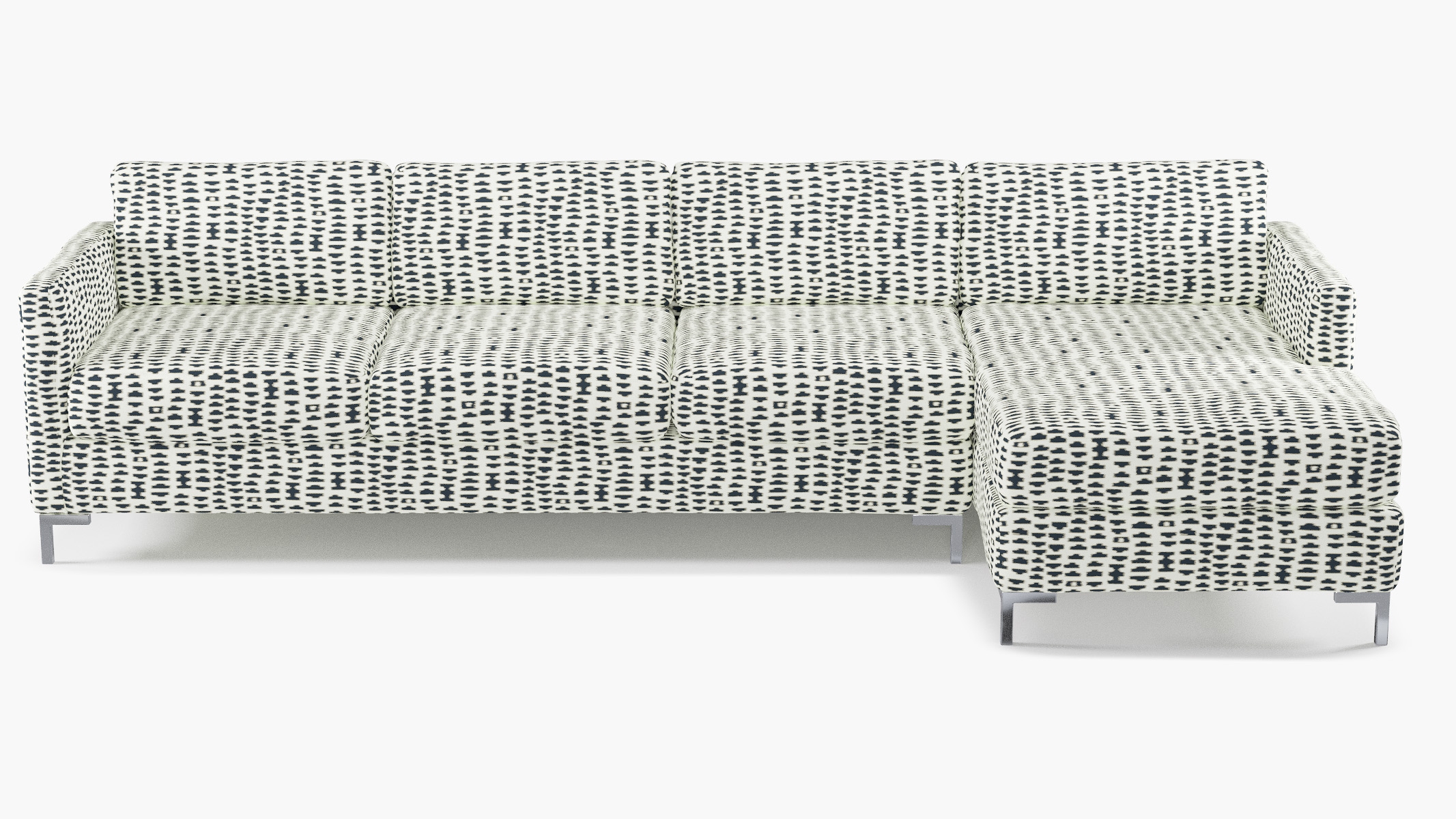 Modern Sectional, Right Facing, Ivory Odalisque, Chrome L Leg - Image 0