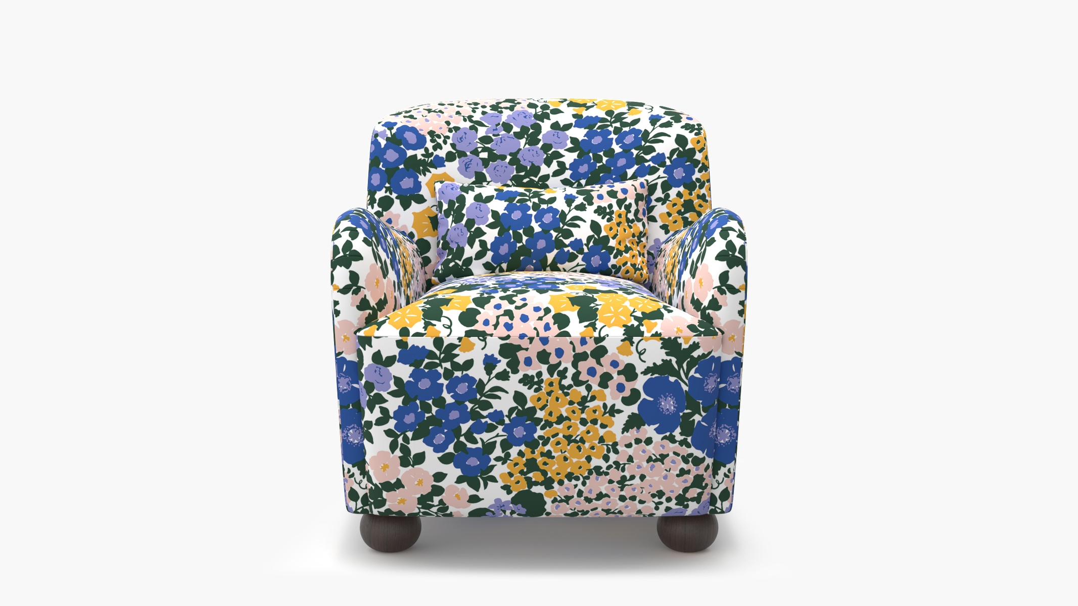 Club Chair, Lavender Million Flowers, Espresso Bun Foot - Image 0